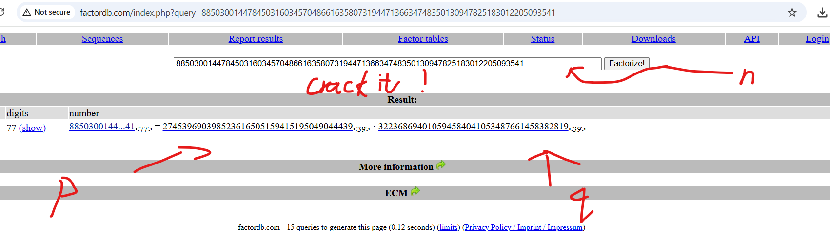图一展示了在`http://www.factordb.com/`上暴力分解因数
